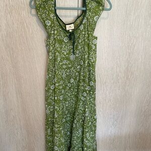 Green Floral Sleeveless Dress